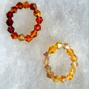 SET OF 2 STRETCH SIZE  6 LADIES SWAROVSKI  CRYSTAL RING/MIX&MATCH